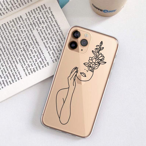 Feminine Line Art Clear Phone Case iPhone 12 Pro Max Black by The Urban Flair ( Feat)