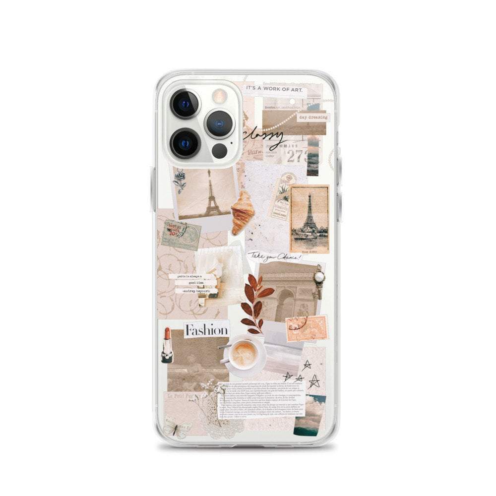 French Mood Board Collage Clear Phone Case