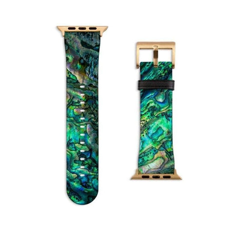 Shop The Green Abalone Print Apple Watch Band Exclusively at The Urban Flair - Trendy Faux/Vegan Leather iWatch Straps - Affordable Replacements Bands For Women
