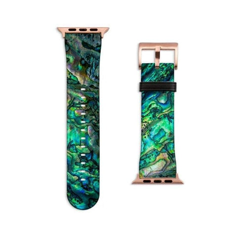 Shop The Green Abalone Print Apple Watch Band Exclusively at The Urban Flair - Trendy Faux/Vegan Leather iWatch Straps - Affordable Replacements Bands For Women