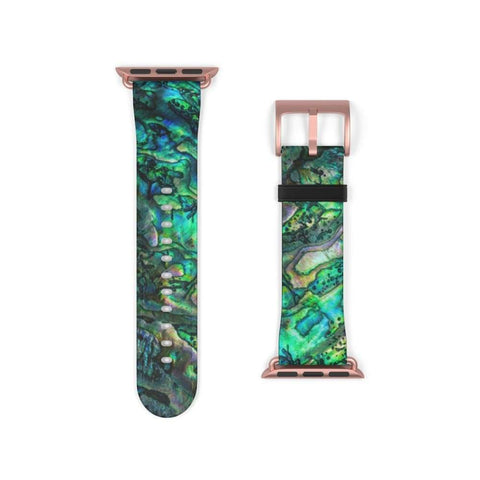 Shop The Green Abalone Print Apple Watch Band Exclusively at The Urban Flair - Trendy Faux/Vegan Leather iWatch Straps - Affordable Replacements Bands For Women Feat