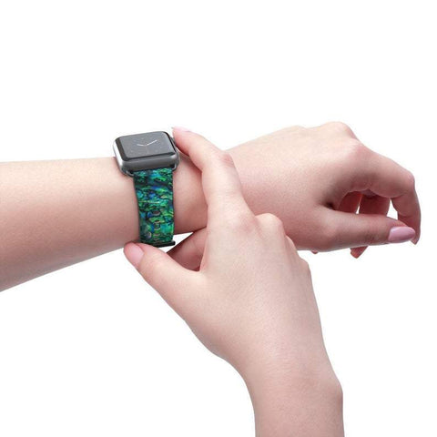 Shop The Green Abalone Print Apple Watch Band Exclusively at The Urban Flair - Trendy Faux/Vegan Leather iWatch Straps - Affordable Replacements Bands For Women