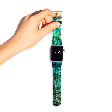 Shop The Green Abalone Print Apple Watch Band Exclusively at The Urban Flair - Trendy Faux/Vegan Leather iWatch Straps - Affordable Replacements Bands For Women