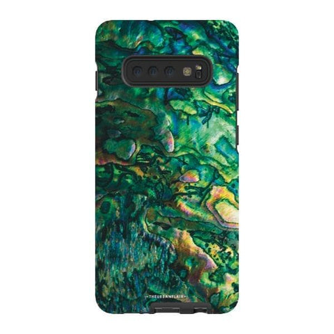 Galaxy S10 Plus Satin (Semi-Matte) Green Abalone Shell Tough Phone Case - The Urban Flair