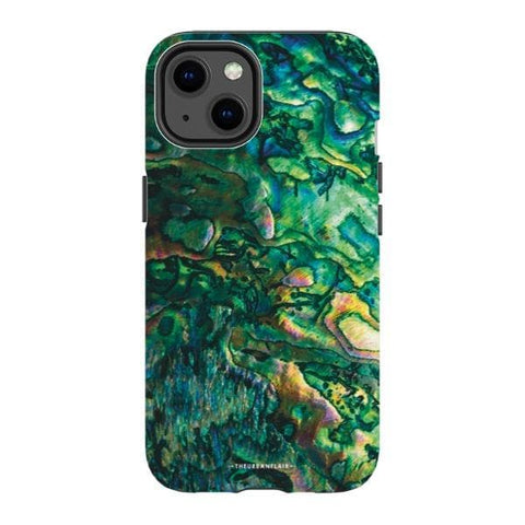 iPhone 13 Gloss (High Sheen) Green Abalone Shell Tough Phone Case - The Urban Flair