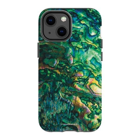 iPhone 13 Mini Gloss (High Sheen) Green Abalone Shell Tough Phone Case - The Urban Flair