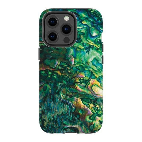 iPhone 13 Pro Gloss (High Sheen) Green Abalone Shell Tough Phone Case - The Urban Flair
