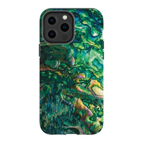 iPhone 13 Pro Max Gloss (High Sheen) Green Abalone Shell Tough Phone Case - The Urban Flair
