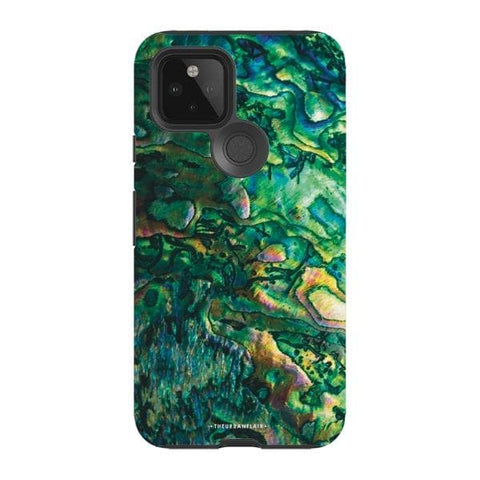 Pixel 5 5G Gloss (High Sheen) Green Abalone Shell Tough Phone Case - The Urban Flair