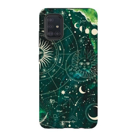 Galaxy A51 4G Satin (Semi-Matte) Green Marble Zodiac Tough Phone Case - The Urban Flair