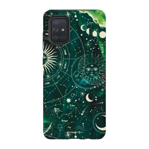 Galaxy A71 4G Gloss (High Sheen) Green Marble Zodiac Tough Phone Case - The Urban Flair