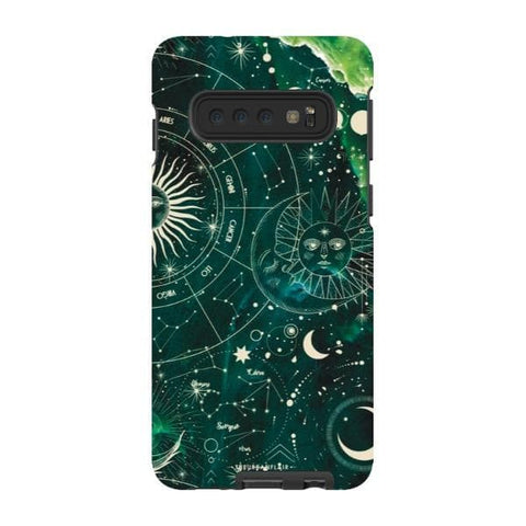 Galaxy S10 Satin (Semi-Matte) Green Marble Zodiac Tough Phone Case - The Urban Flair