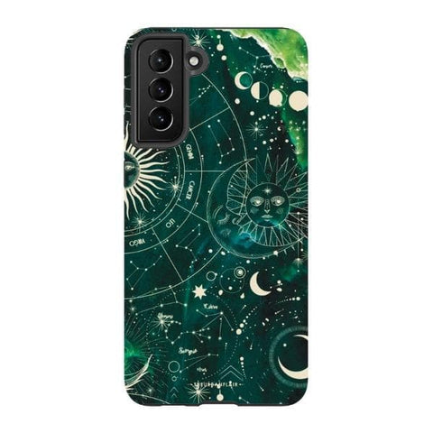 Galaxy S21 Plus Satin (Semi-Matte) Green Marble Zodiac Tough Phone Case - The Urban Flair