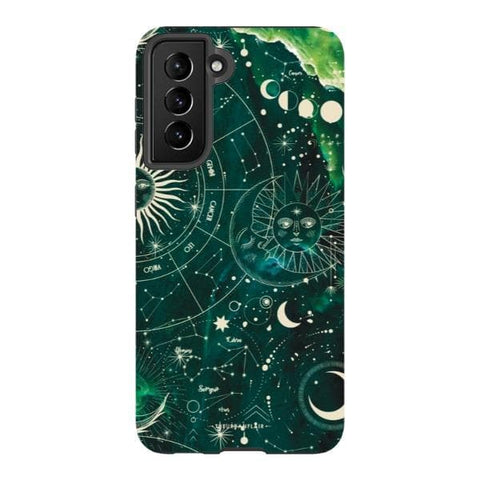 Galaxy S21 Satin (Semi-Matte) Green Marble Zodiac Tough Phone Case - The Urban Flair