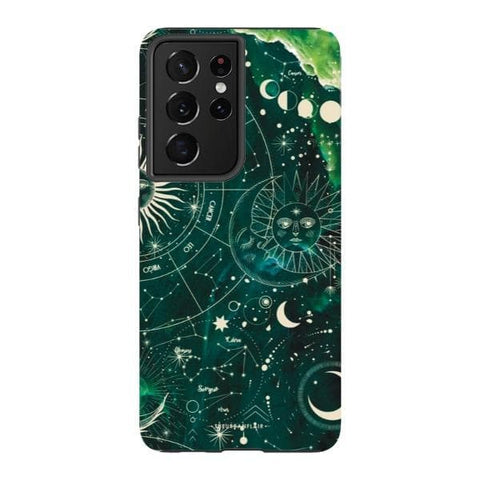 Galaxy S21 Ultra Satin (Semi-Matte) Green Marble Zodiac Tough Phone Case - The Urban Flair