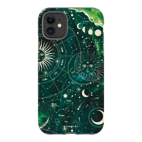 iPhone 11 Satin (Semi-Matte) Green Marble Zodiac Tough Phone Case - The Urban Flair