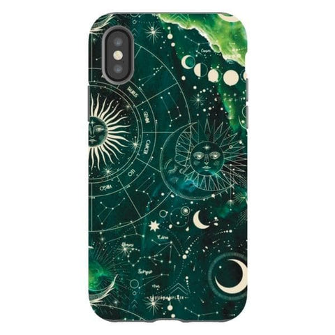 iPhone X/XS Gloss (High Sheen) Green Marble Zodiac Tough Phone Case - The Urban Flair