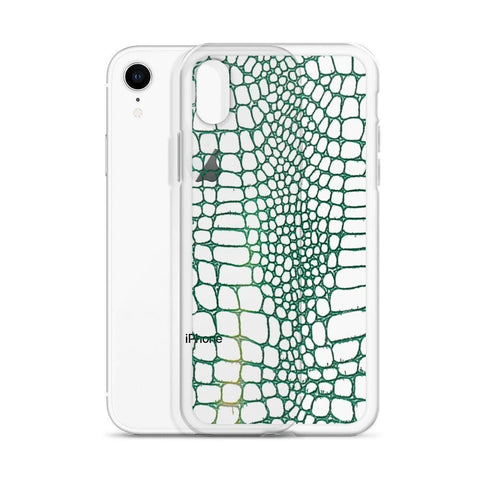 Green Snakeskin Clear Phone Case iPhone 12 Pro Max by The Urban Flair (Feat)