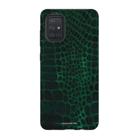 Galaxy A71 4G Gloss (High Sheen) Green Snakeskin Print Tough Phone Case - The Urban Flair