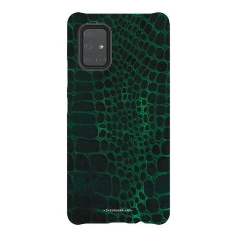 Galaxy A71 5G Satin (Semi-Matte) Green Snakeskin Print Tough Phone Case - The Urban Flair