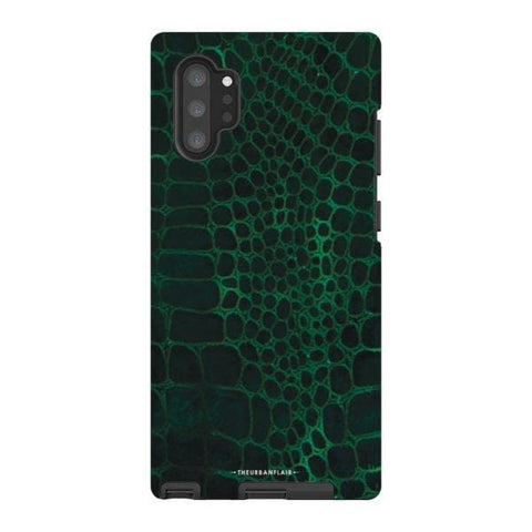 Galaxy Note 10 Plus Satin (Semi-Matte) Green Snakeskin Print Tough Phone Case - The Urban Flair