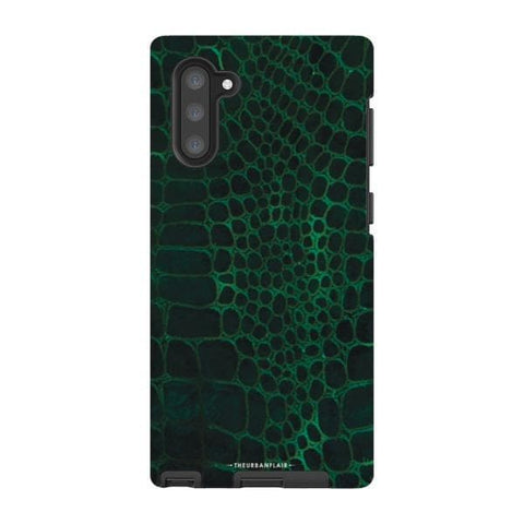 Galaxy Note 10 Satin (Semi-Matte) Green Snakeskin Print Tough Phone Case - The Urban Flair