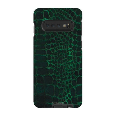 Galaxy S10 Gloss (High Sheen) Green Snakeskin Print Tough Phone Case - The Urban Flair