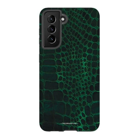 Galaxy S21 Satin (Semi-Matte) Green Snakeskin Print Tough Phone Case - The Urban Flair