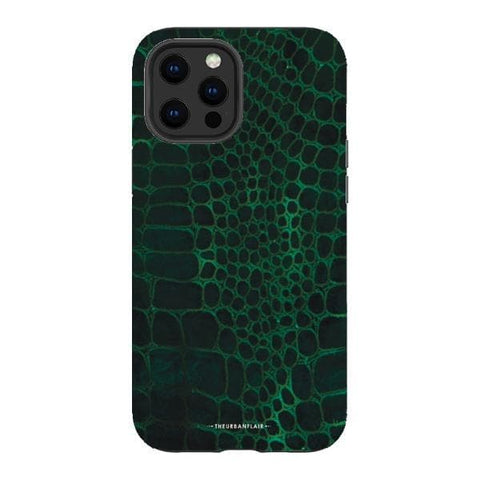 iPhone 12 Pro Max Satin (Semi-Matte) Green Snakeskin Print Tough Phone Case - The Urban Flair