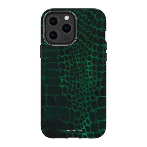 iPhone 13 Pro Max Gloss (High Sheen) Green Snakeskin Print Tough Phone Case - The Urban Flair