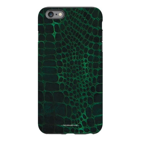 iPhone 6s Plus Gloss (High Sheen) Green Snakeskin Print Tough Phone Case - The Urban Flair