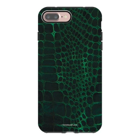 iPhone 7 Plus/8 Plus Gloss (High Sheen) Green Snakeskin Print Tough Phone Case - The Urban Flair