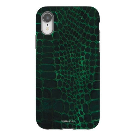 iPhone XR Gloss (High Sheen) Green Snakeskin Print Tough Phone Case - The Urban Flair