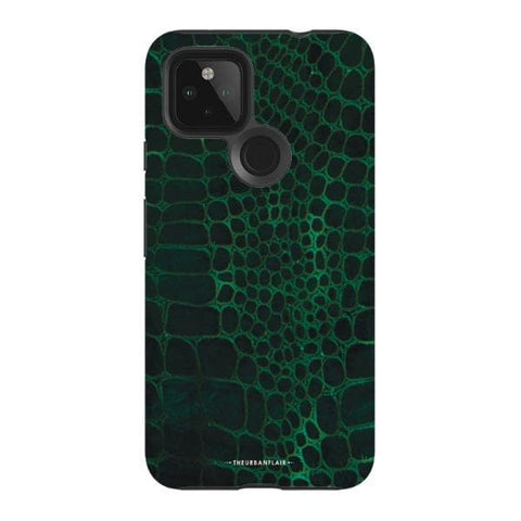 Pixel 4A 5G Gloss (High Sheen) Green Snakeskin Print Tough Phone Case - The Urban Flair