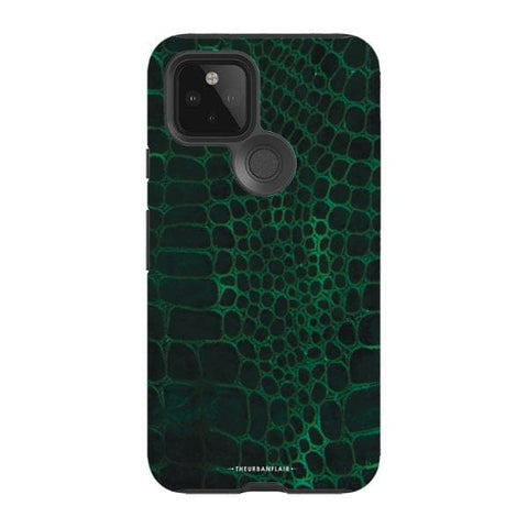 Pixel 5 5G Gloss (High Sheen) Green Snakeskin Print Tough Phone Case - The Urban Flair