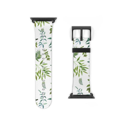 Shop The Greenery Leaves Apple Watch Band Exclusively at The Urban Flair - Trendy Faux/Vegan Leather iWatch Straps - Affordable Replacements Bands For Women
