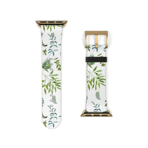 Shop The Greenery Leaves Apple Watch Band Exclusively at The Urban Flair - Trendy Faux/Vegan Leather iWatch Straps - Affordable Replacements Bands For Women