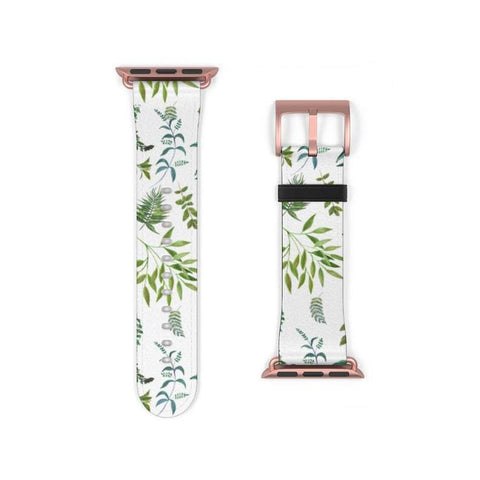 Shop The Greenery Leaves Apple Watch Band Exclusively at The Urban Flair - Trendy Faux/Vegan Leather iWatch Straps - Affordable Replacements Bands For Women