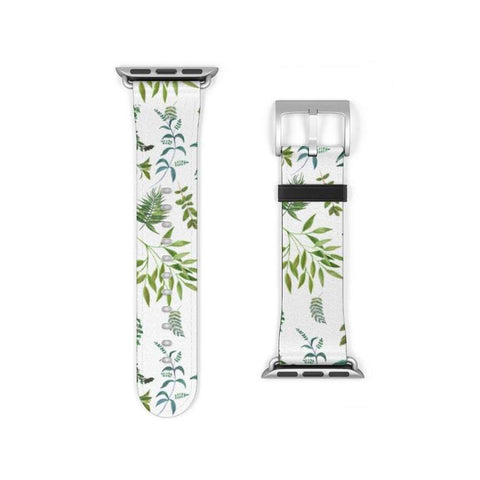 Shop The Greenery Leaves Apple Watch Band Exclusively at The Urban Flair - Trendy Faux/Vegan Leather iWatch Straps - Affordable Replacements Bands For Women
