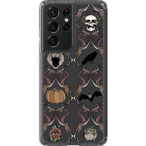 Grunge Damask Halloween Clear Phone Case