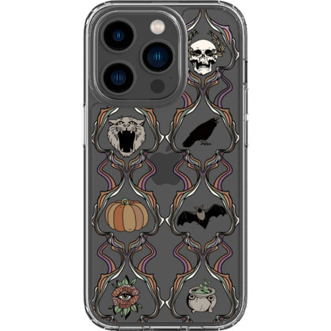 Grunge Damask Halloween Clear Phone Case