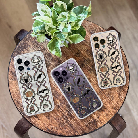 Grunge Damask Halloween Phone Case For iPhone 14 Plus 13 12 Mini XR 7 8 SE Clear Cover With Spooky Design Galaxy S22 Case The Urban Flair Feat