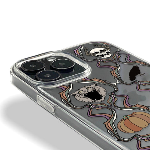 Grunge Damask Halloween Phone Case For iPhone 14 Plus 13 12 Mini XR 7 8 SE Clear Cover With Spooky Design Galaxy S22 Case The Urban Flair Feat