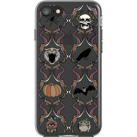 Grunge Damask Halloween Clear Phone Case