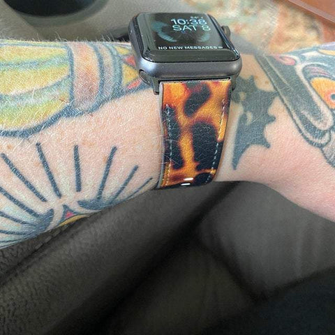 Shop The Grunge Tortoise Shell Apple Watch Band Exclusively at The Urban Flair - Trendy Faux/Vegan Leather iWatch Straps - Affordable Replacements Bands For Women