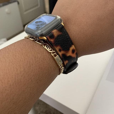 Shop The Grunge Tortoise Shell Apple Watch Band Exclusively at The Urban Flair - Trendy Faux/Vegan Leather iWatch Straps - Affordable Replacements Bands For Women