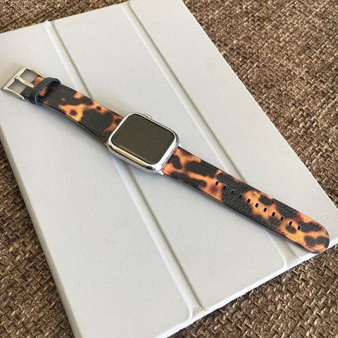 Shop The Grunge Tortoise Shell Apple Watch Band Exclusively at The Urban Flair - Trendy Faux/Vegan Leather iWatch Straps - Affordable Replacements Bands For Women