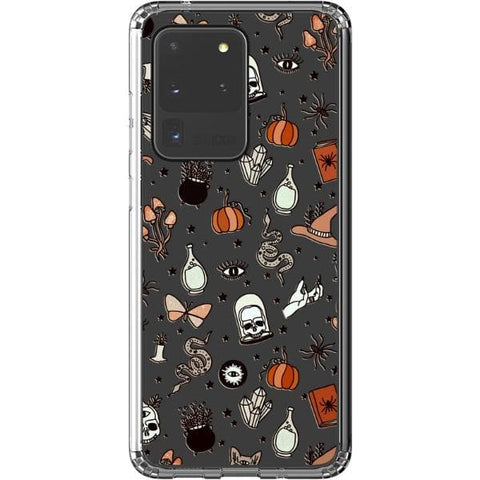 Galaxy S20 Ultra Halloween Doodles Clear Phone Case - The Urban Flair