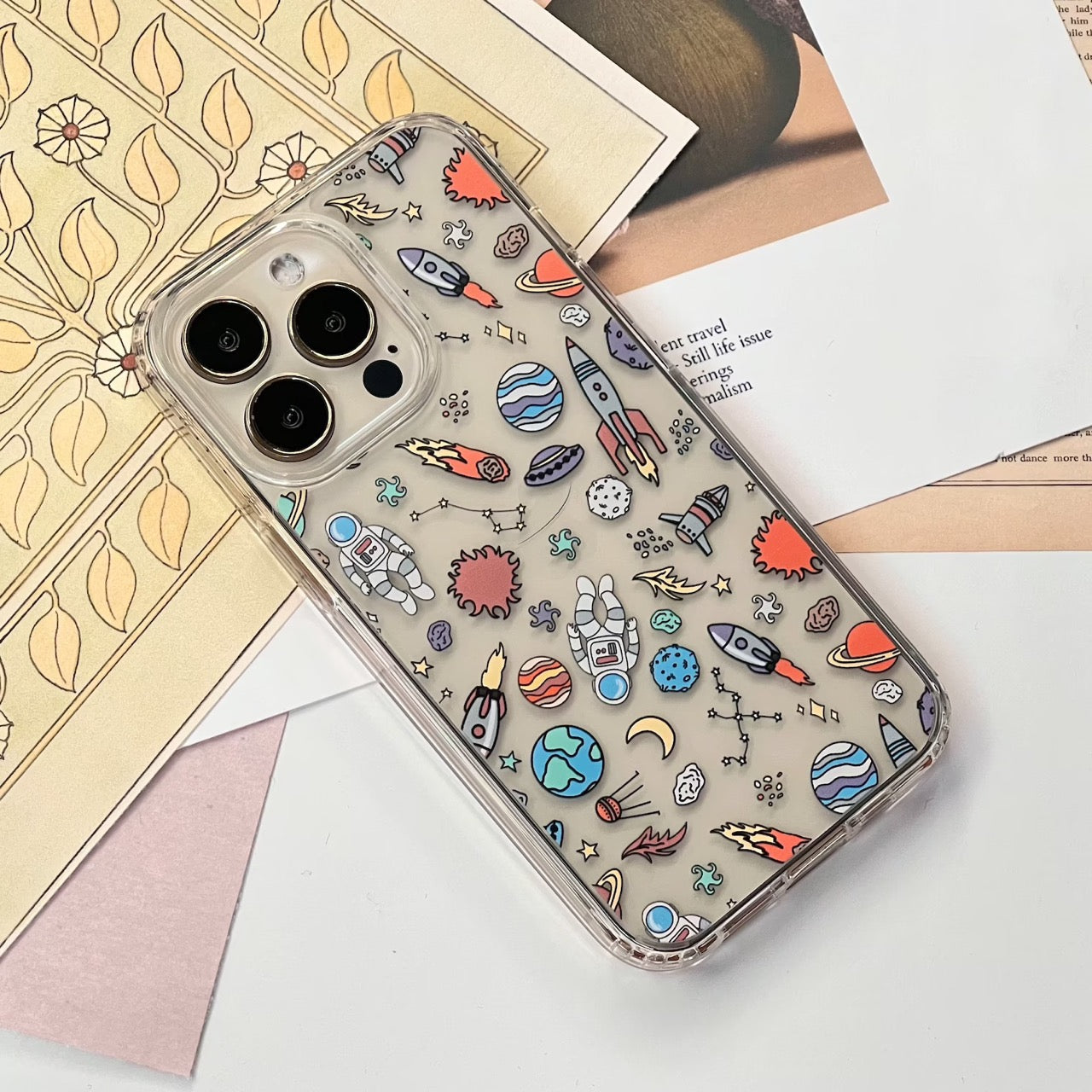 Space Doodles Clear Phone Case for Apple iPhone 15 (& more!)– The Urban Flair Space Doodles Clear Phone Case for Apple iPhone 15 (& more!)– The Urban Flair