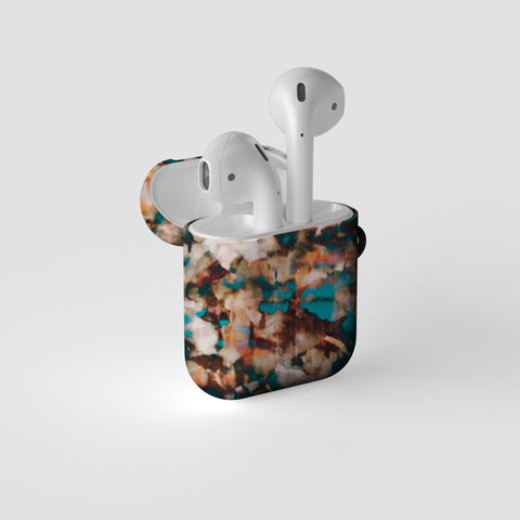 Teal Accent Tortoise Shell Print Aesthetic Air Pods Case Air Pod Pro Cover With Keychain Carabiner Clip Airpod 1 2 Cases Feat